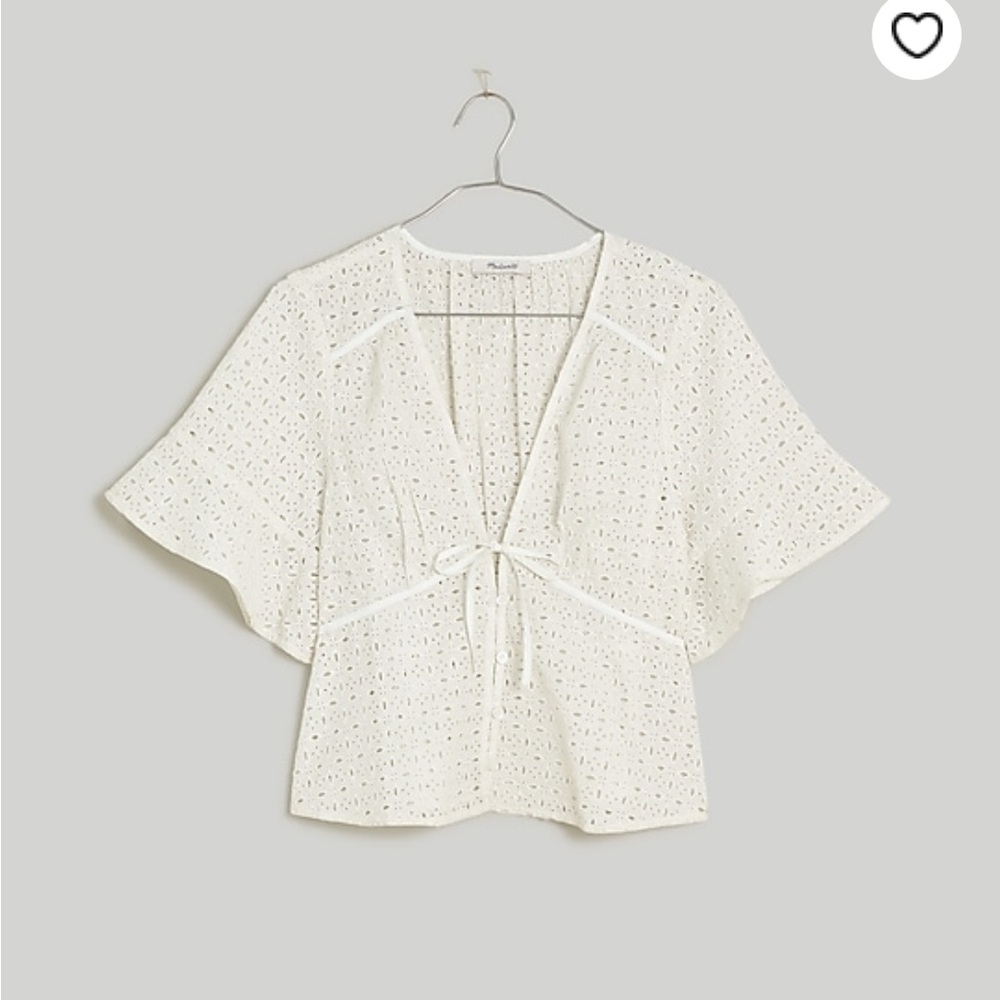 Madewell tie front top in eyelet